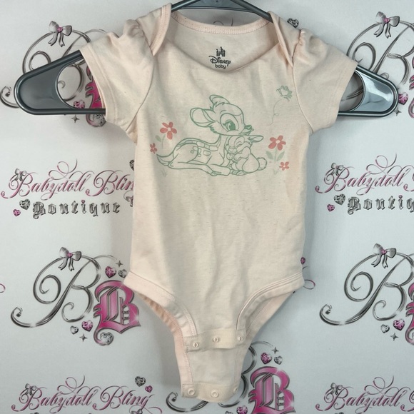 Disney Other - Disney baby Bambi deer onesie bodysuit style jumper Light Pink Baby Bodysuit